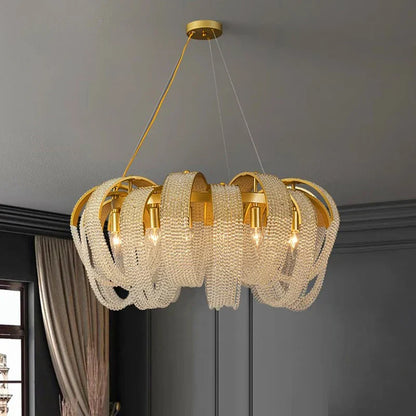 DecorBites™ Crystal Chandelier: Luxury Living Room and Bedroom Pendant Light Fixture