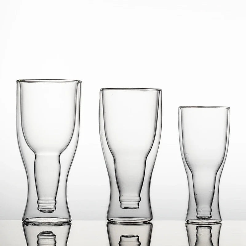 DecorBites™ Bottle Style Double Wall Mugs Beer Wine Glasses Whiskey Champagne Glass