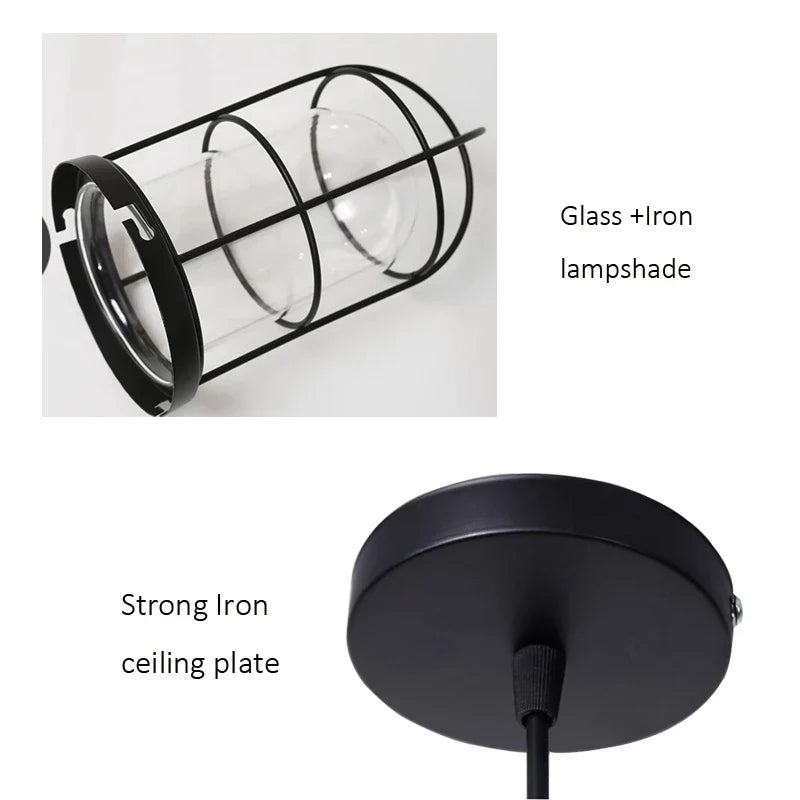 DecorBites™ Bird Cage Industrial Chandelier: Retro Black Pendant Light for Restaurant and Bar