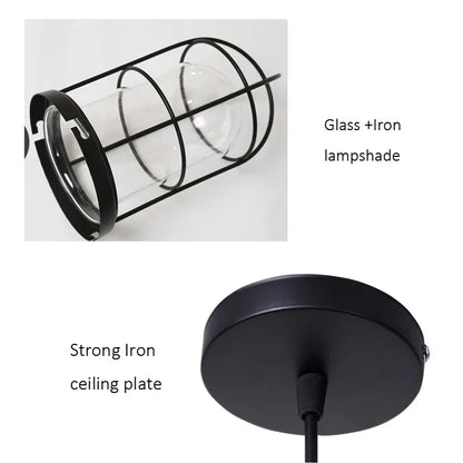 DecorBites™ Bird Cage Industrial Chandelier: Retro Black Pendant Light for Restaurant and Bar