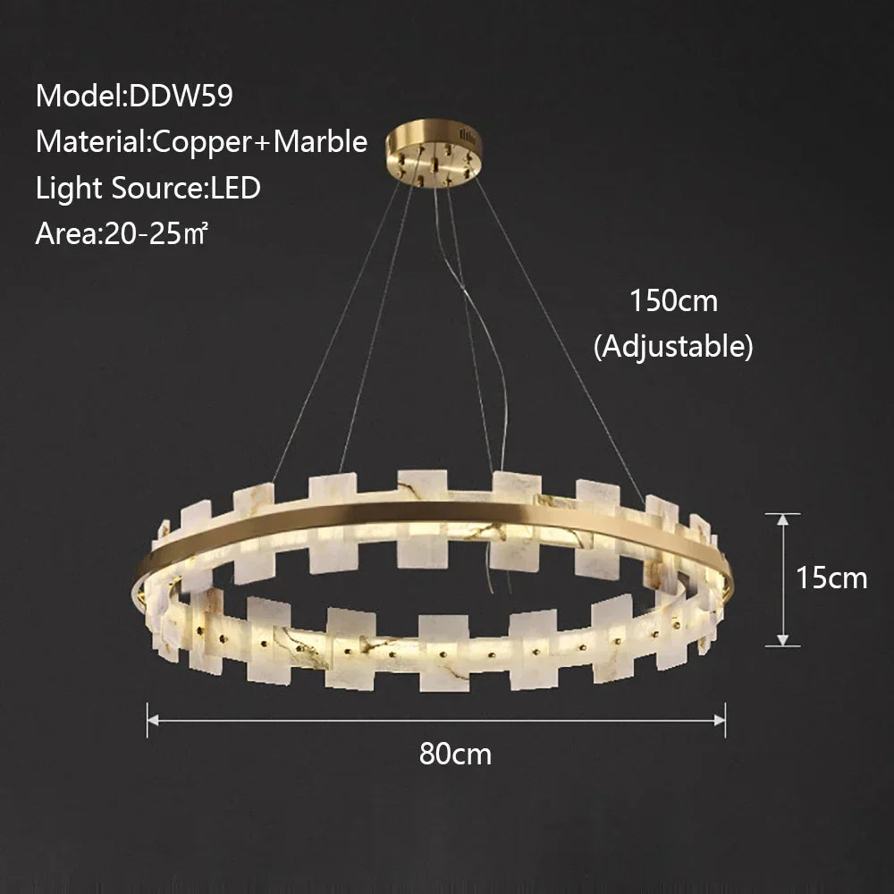 DecorBites™ LED Marble Chandelier: Modern Lighting for Living Room, Bedroom, or Restaurant.