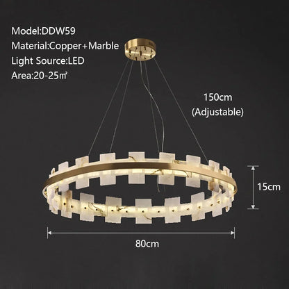 DecorBites™ LED Marble Chandelier: Modern Lighting for Living Room, Bedroom, or Restaurant.