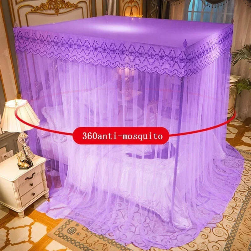 Tienda de Mosquitos de Encaje Decorbites™ con Soporte de Acero Inoxidable para Cama con Dosel Queen King