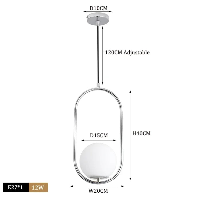 DecorBites™ Glass Ball Pendant Lights LED Kitchen Living Room Suspension Luminaire
