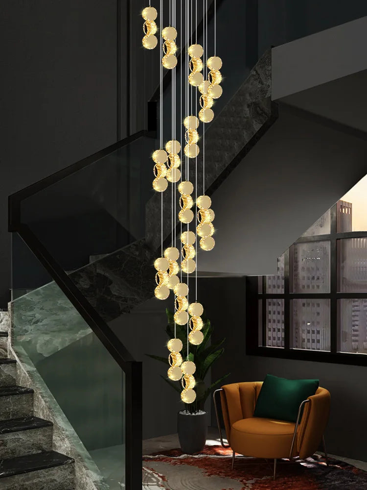 DecorBites™ Gold Crystal Chandeliers LED Pendant Lamp for Modern Living Spaces