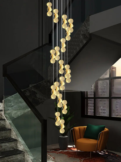 DecorBites™ Gold Crystal Chandeliers LED Pendant Lamp for Modern Living Spaces