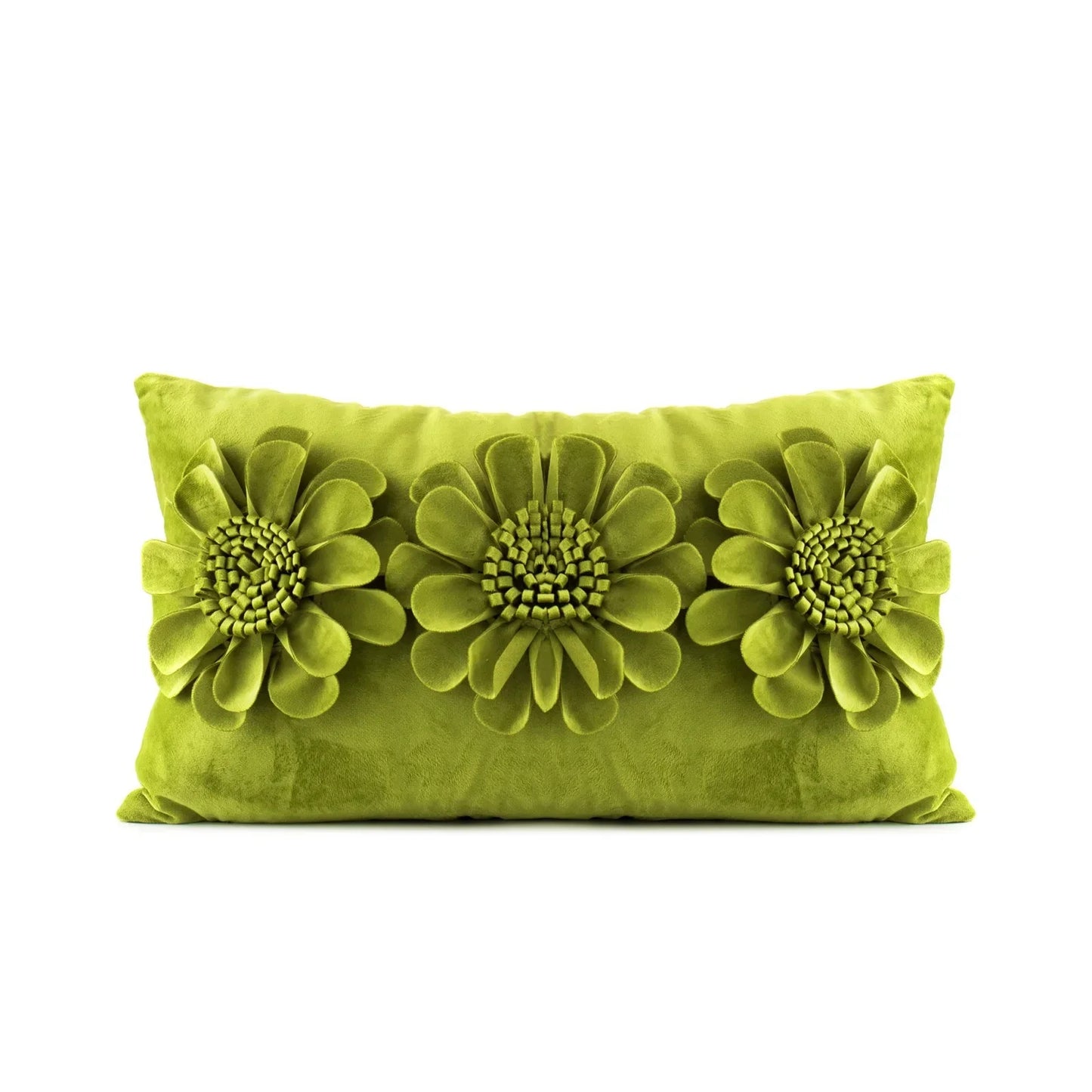 أغطية وسائد مخملية ثلاثية الأبعاد من DecorBites™ بتصميم زهور باللون الأصفر والبيج مقاس 45×45 سم