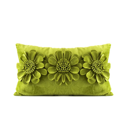 أغطية وسائد مخملية ثلاثية الأبعاد من DecorBites™ بتصميم زهور باللون الأصفر والبيج مقاس 45×45 سم