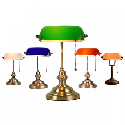 DecorBites™ Glass Banker Lamp Cover - Elegant Lampshade in Green/Blue/Amber/White