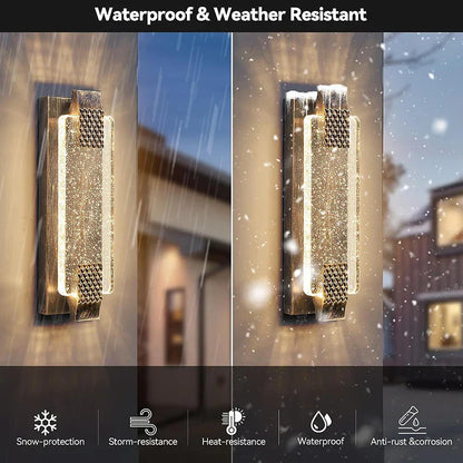 Aplique de pared exterior LED DecorBites™ de cristal burbuja para porche y jardín
