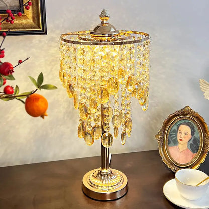 Lámpara de mesa de cristal DecorBites™ con base redonda para dormitorio y sala de estar