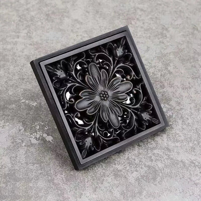 DecorBites™ Brass Square Shower Room Floor Drain with Hair Strainer - 10*10cm