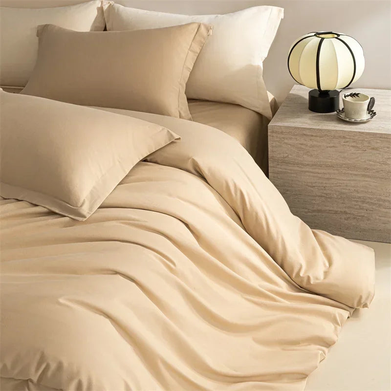 Decobites Solid Color 100% Cotton Bedding Set for Queen/King Size Beds