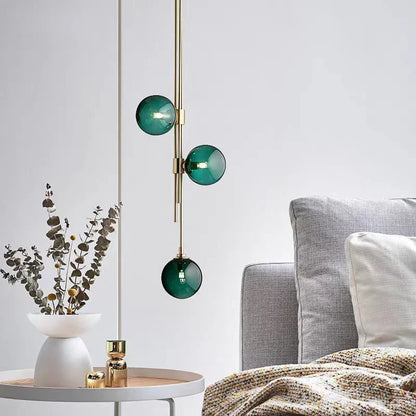 DecorBites™ LED Glass Ball Pendant Light Brass Luminaire for Home Decor