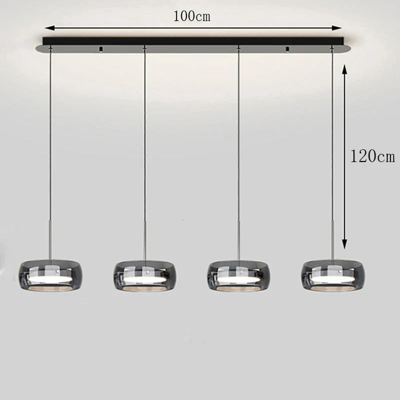 Modern Glass Ring Pendant Light in Iron
