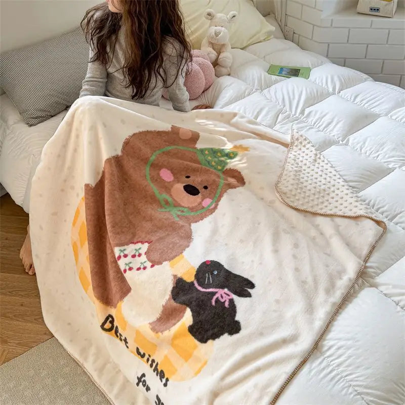 DecorBites™ Kids Cartoon Milk Velvet Nap Blanket: Soft & Warm Quilt for All Seasons