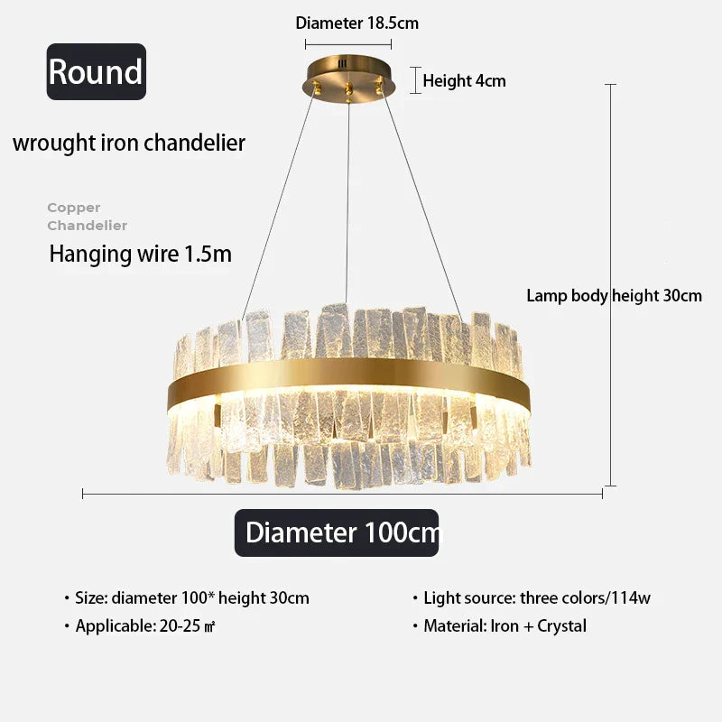 DecorBites™ Golden Crystal Chandelier LED Pendant Light - Luxury Modern Glass Lighting