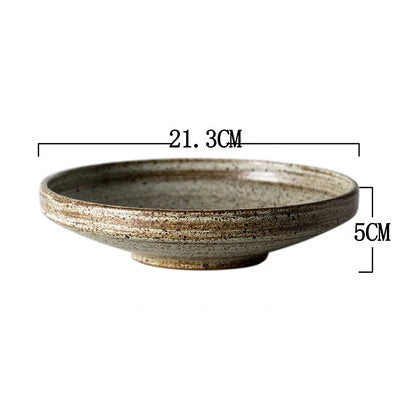 DecorBites™ Japanese Style Handmade Stoneware Dinnerware Set - Round Plates and Bowls