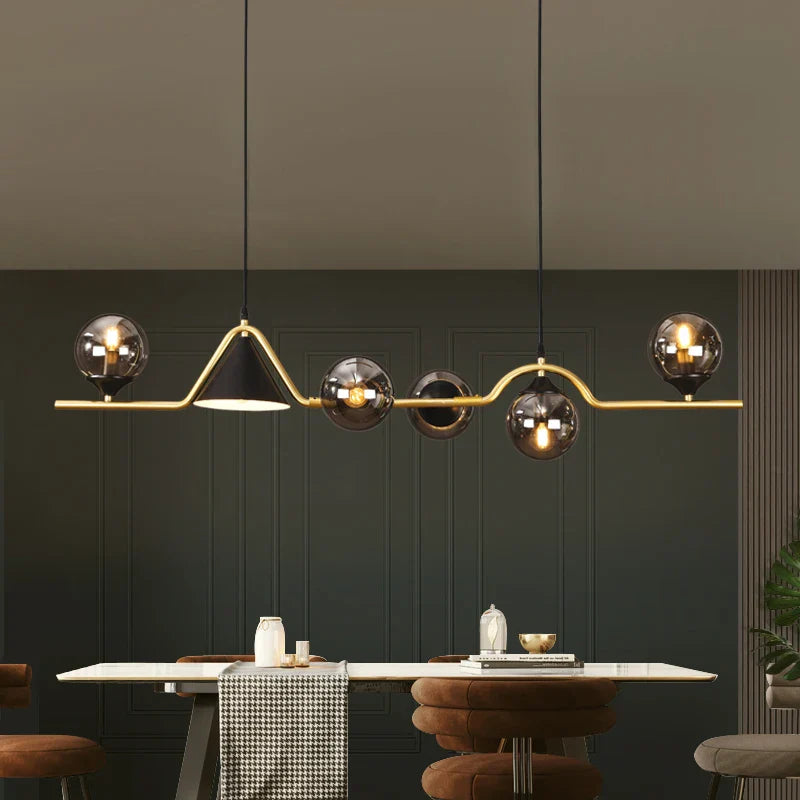 Nordic Glass Globe Pendant Chandelier in Smoky Grey