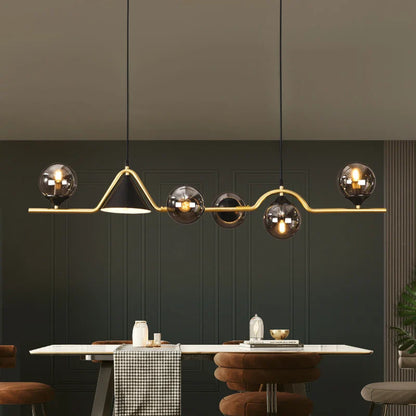 Nordic Glass Globe Pendant Chandelier in Smoky Grey