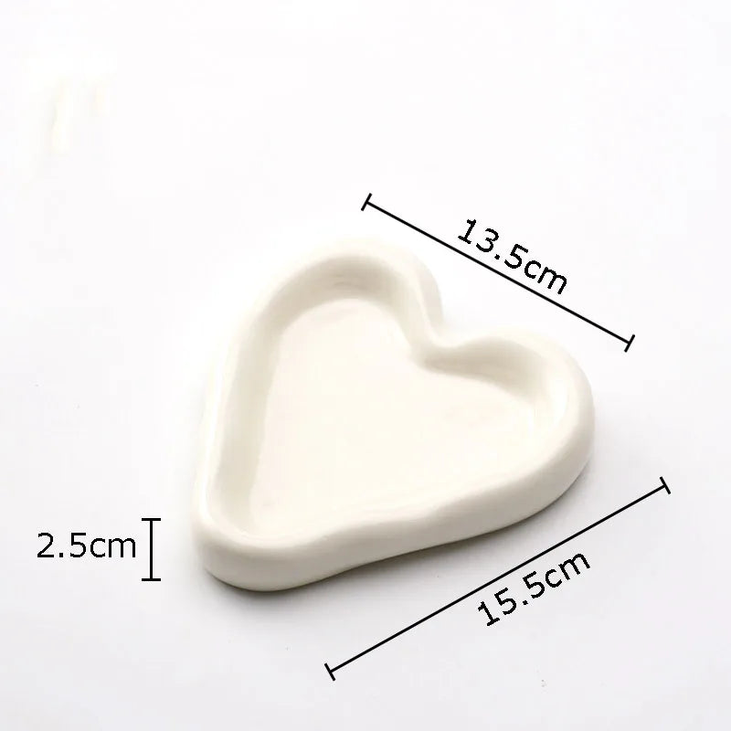 DecorBites™ Heart-Shaped Jewelry Stand Tray: Earrings & Necklace Display Plate