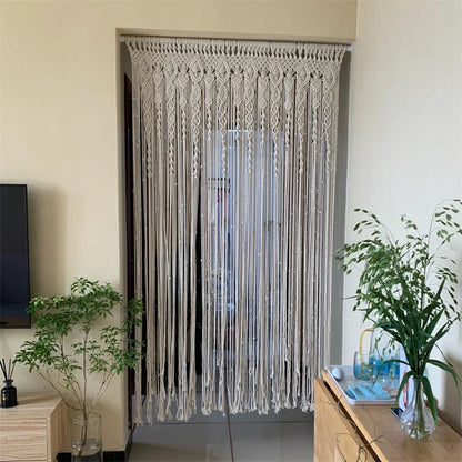 Decobites Macrame Cotton Door Curtain Wall Hanging Tapestry Boho Wedding Backdrop