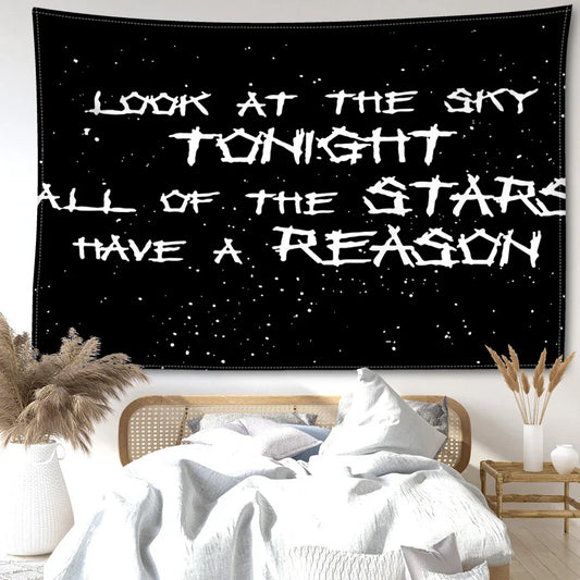 Decobites Black Sky Art Tapestry: Lil Peep Aesthetic Dorm Decor for Mysterious Vibes