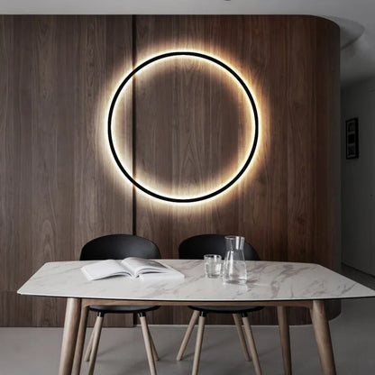 DecorBites™ Dimmable Black Gold Aluminium Ring Wall Lamp for Elegant Lighting