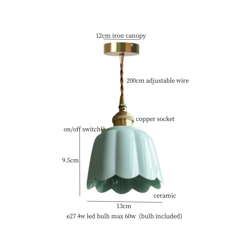 Lámpara colgante LED de cerámica con forma de flor de loto DecorBites™ para decoración del hogar