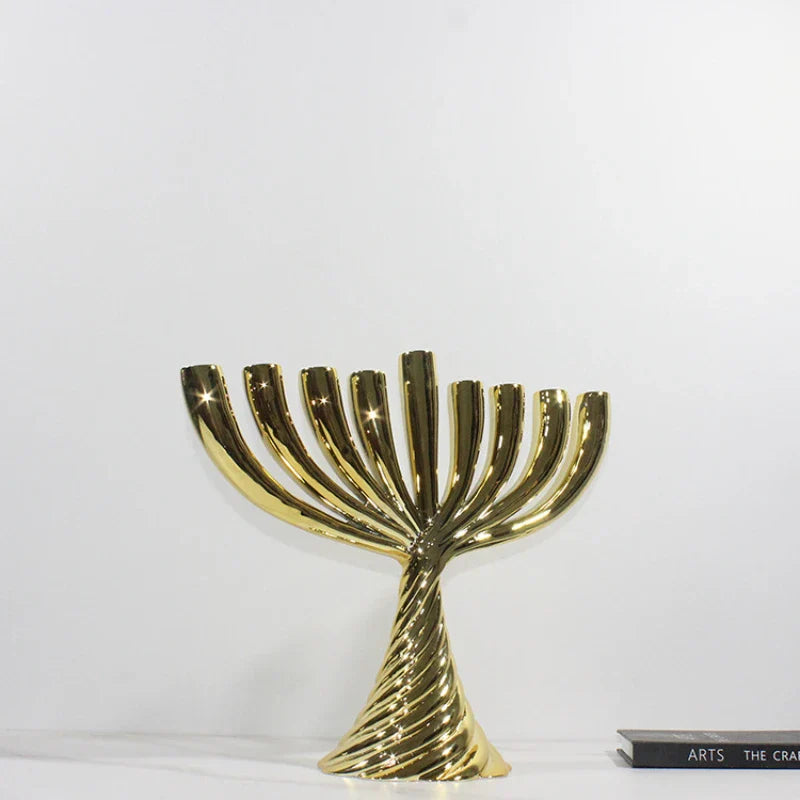 Conjunto de portavelas de torsión geométrica Decorbites™ de oro para una decoración elegante del hogar
