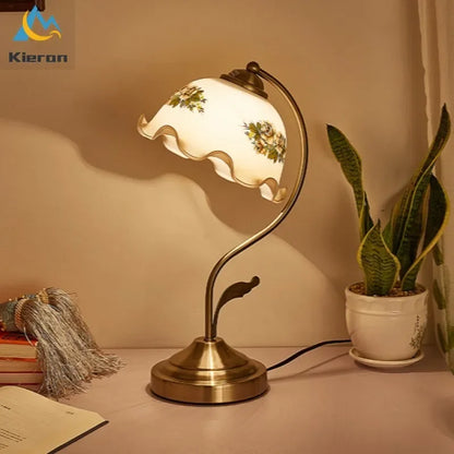 DecorBites™ Glass Flower Led Desk Lamp, Dimmable Modern Table Lamp for Bedroom, Living Room