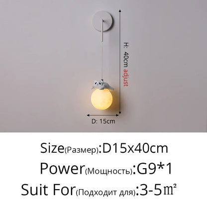 ديكوربايتس™ مصباح حائط لغرفة النوم على شكل دب: ثريا عصرية لغرفة المعيشة والدراسة وغرفة الطعام