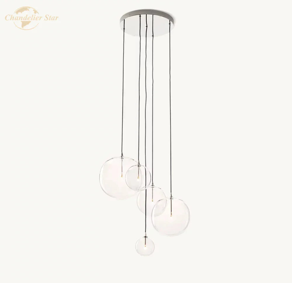 DecorBites™ Clear Glass Globe Cluster Chandeliers Pendant Lights for Living Room and Staircase