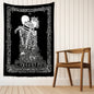 Decobites Lovers Skull Tapestry Wall Hanging Black White Romantic Skeleton Home Decor