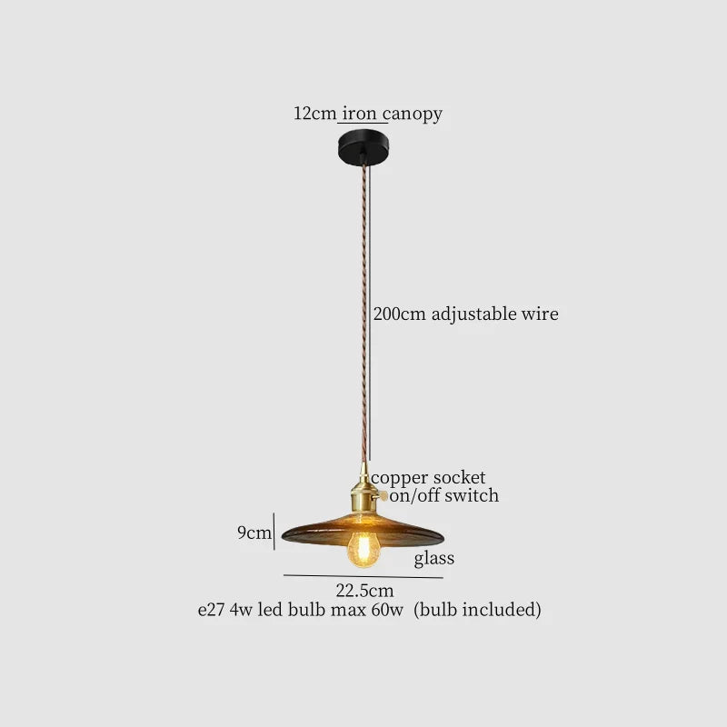 Lámpara colgante de vidrio ámbar LED Decorbites™ - Estilo vintage americano para la decoración del hogar