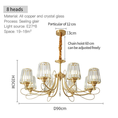 DecorBites™ Bronze Villa All Copper Chandelier - Modern Light Luxury for Living Room