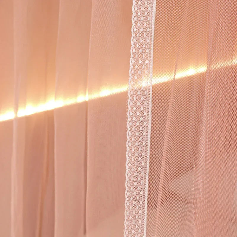 DecorBites™ Korean Princess Square Top Canopy with Color Blocking Pleats & Bracket