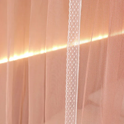 DecorBites™ Korean Princess Square Top Canopy with Color Blocking Pleats & Bracket