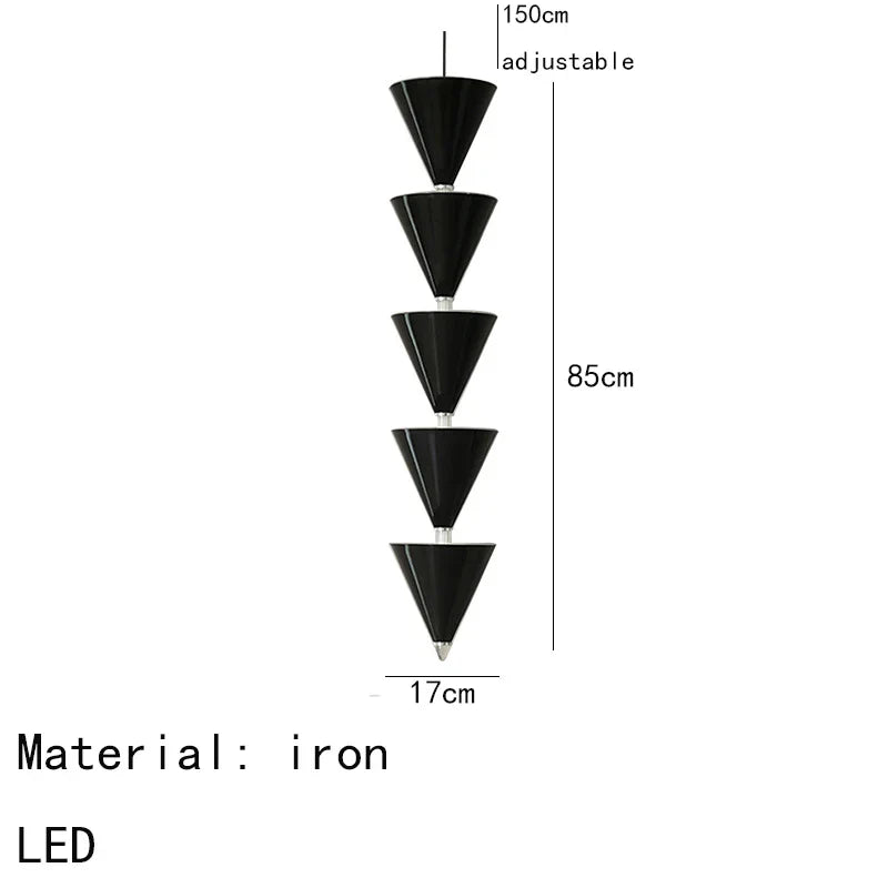 Gold Cone Pendant Lamp 5-Light LED Design