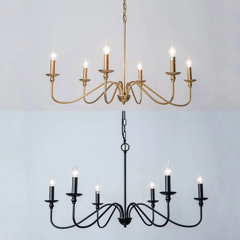 DecorBites™ American Iron Chandelier Light for Living Room Kitchen Bedroom Study Candle Lighting