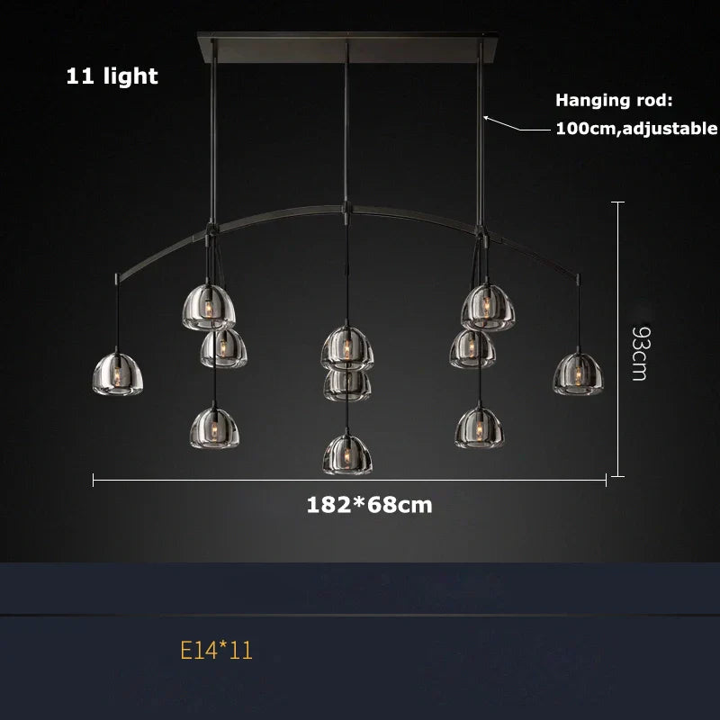 DecorBites™ Black Brass American Series Crystal Copper LED Chandelier for Dinning Room