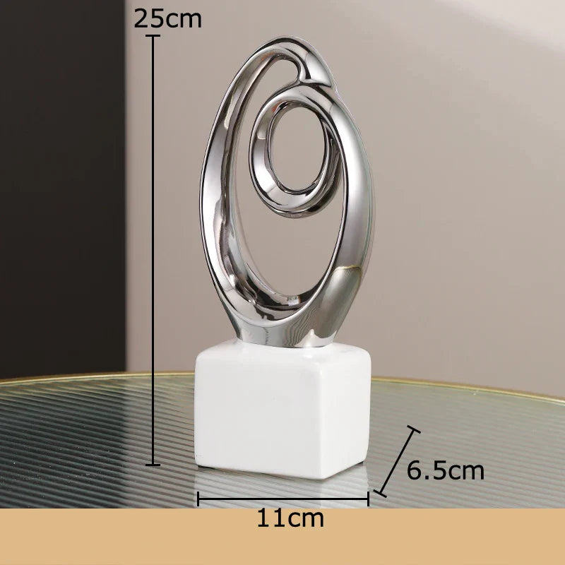 Estatua Cerámica Abstracta de Cadena de Oro Decorbites™ Decoración de Escritorio Ornamentos Escultura Estética