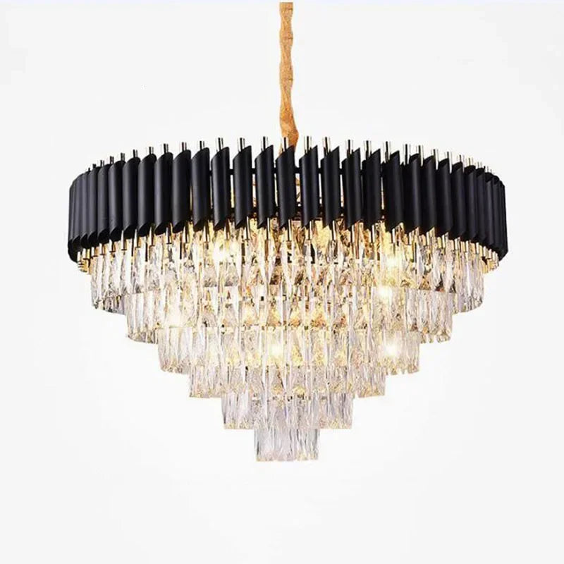 DecorBites™ Golden Crystal Chandelier LED Ceiling Light for Living Room & Lobby