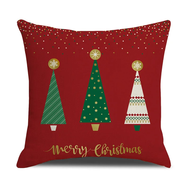 DecorBites™ Christmas Linen Cushion Cover for Festive Home Decor in Living Room