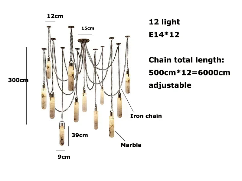 Chandelier LED de Cromo Dorado Decorbites™ para Comedor - Diseño de Mármol 2025