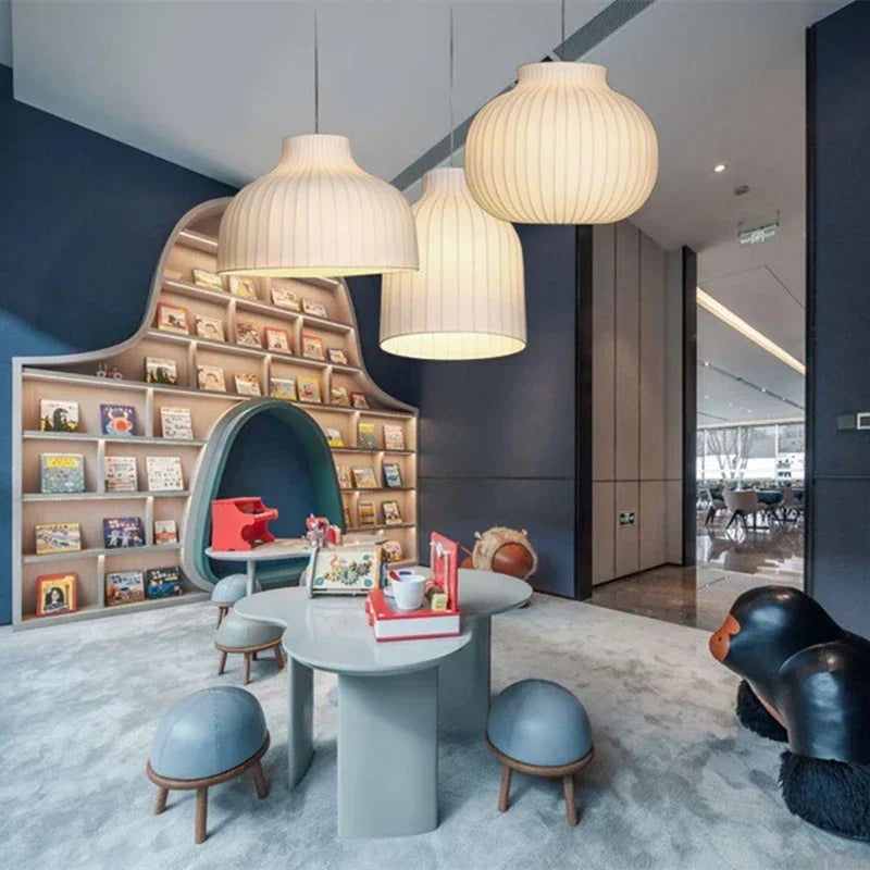 DecorBites™ Japanese Nordic Design LED Silk Pendant Lights for Living Room and Restaurant