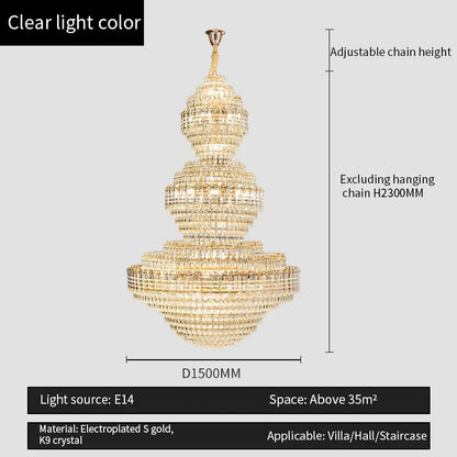 DecorBites™ Crystal Duplex Chandelier for Hotel Lobby and Living Room