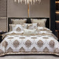 Decobites Silky Satin Jacquard Cotton Bedding Set, Luxury European Style, 4 or 6 Pcs