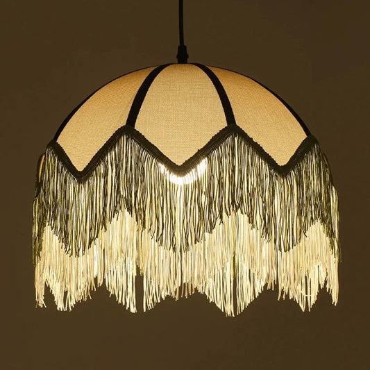 DecorBites™ French Retro Style Bedroom Chandelier | Woven Fabric Pendant Lamp