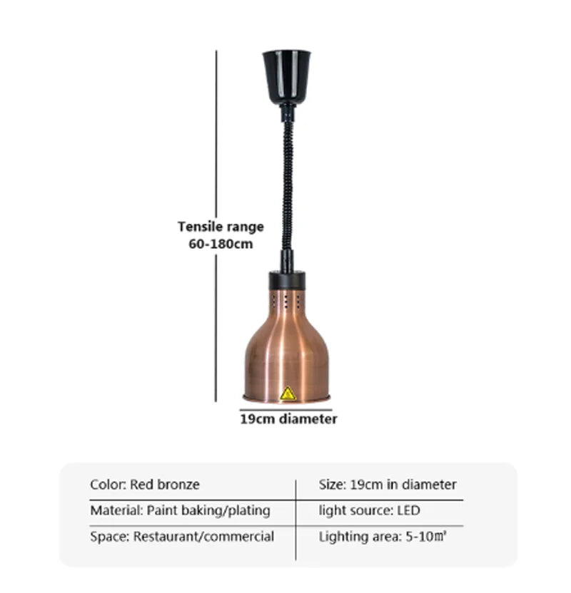 DecorBites™ Electric Food Heat Lamp: Telescopic Pendant Light for Restaurant's Kitchen Fixtures